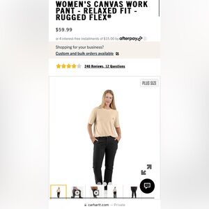 CARHARTT Women’s Rugged Flex Loose Fit Canvas Work Pants SIZE 14